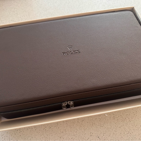 Rolex Other - Rolex Dark Brown Leather Watch Storage Zippered Case